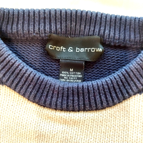 Croft & Barrow Sweater Pullover Long Sleeve Red/White/Navy Stripes Size M - Picture 8 of 9